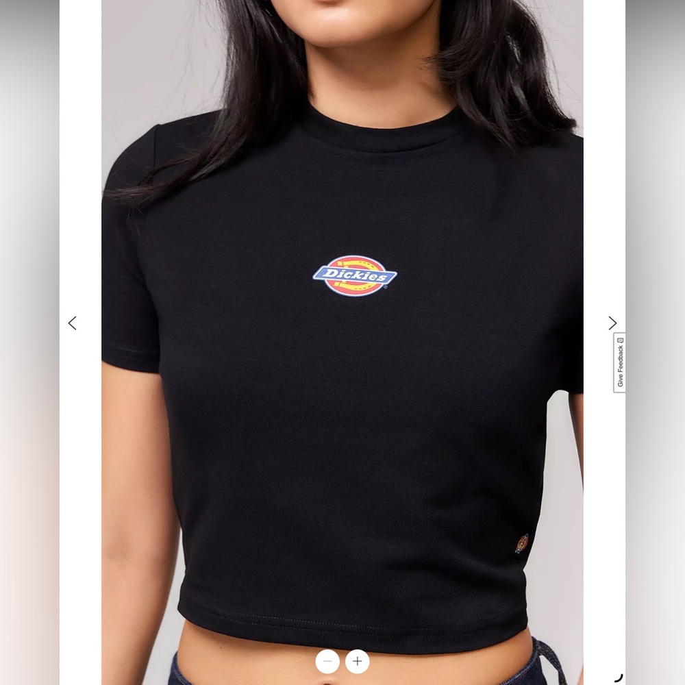 Dickies Black Cropped Short Sleeve Logo Tee with Small Chest Emblem